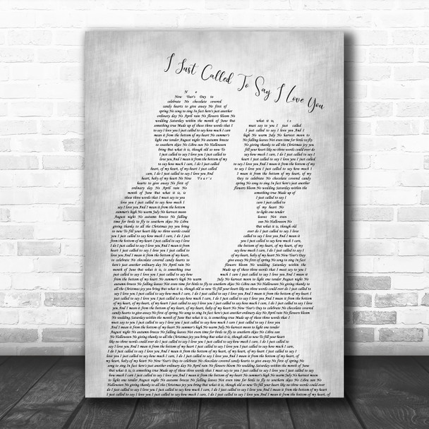 Stevie Wonder I Just Called To Say I Love You Grey Song Lyric Man Lady Print