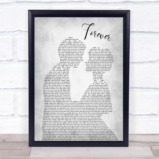 Aaron Lewis Forever Grey Song Lyric Man Lady Bride Groom Wedding Print