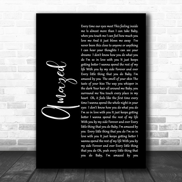 Lonestar Amazed Black Script Song Lyric Music Wall Art Print