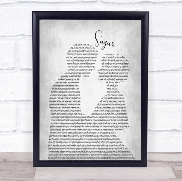 Maroon 5 Sugar Man Lady Bride Groom Wedding Grey Song Lyric Print