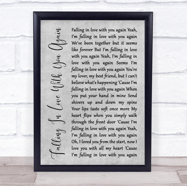 Imelda May Falling In Love With You Again Rustic Script Grey Song Lyric Print