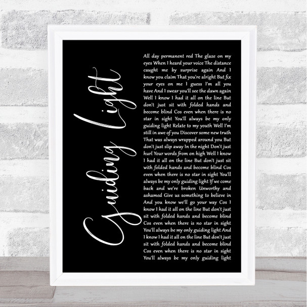 Mumford & Sons Guiding Light Black Script Song Lyric Music Wall Art Print