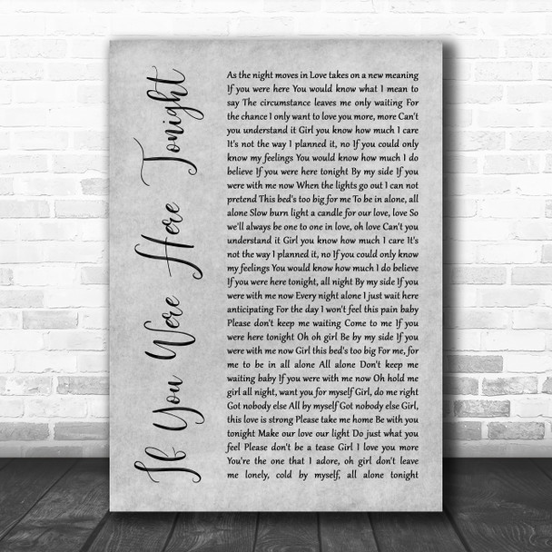 Alexander O'Neal If You Were Here Tonight Rustic Script Grey Song Print