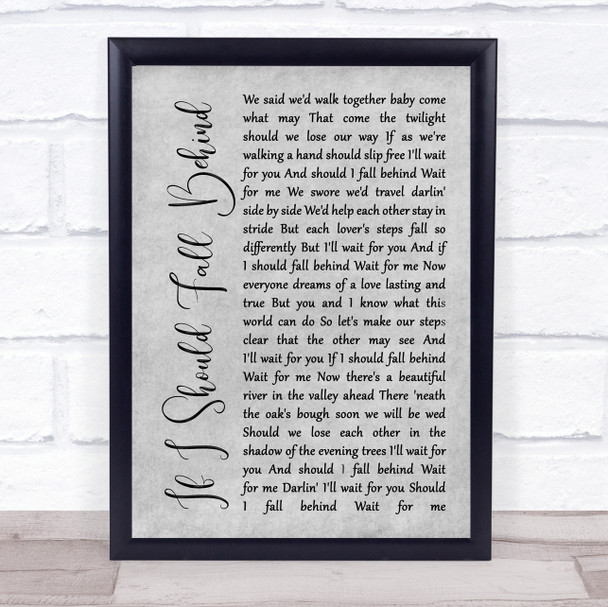 Bruce Springsteen If I Should Fall Behind Rustic Script Grey Song Lyric Print