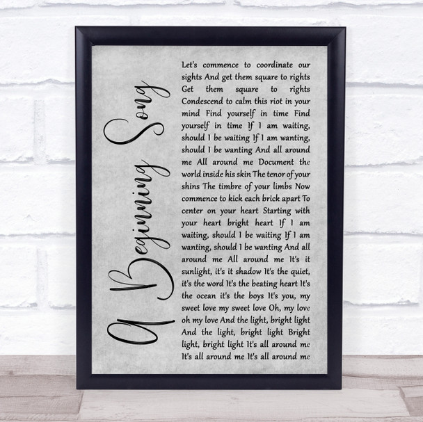 The Decemberists A Beginning Grey Song Rustic Script Grey Song Lyric Quote Print