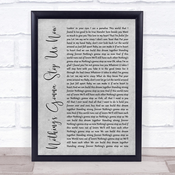Jefferson Starship Nothing's Gonna Stop Us Now Rustic Script Grey Song Print