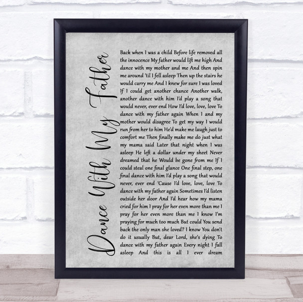 Luther Vandross Dance With My Father Rustic Script Grey Song Lyric Quote Print