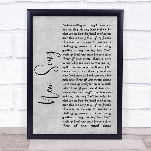 Howard Jones New Grey Song Rustic Script Grey Song Lyric Quote Print