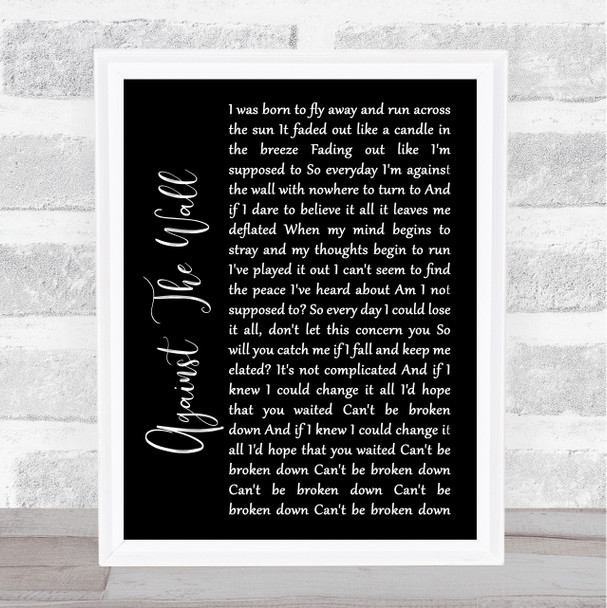 Seether Against The Wall Black Script Song Lyric Music Wall Art Print