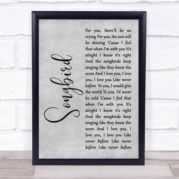 Eva Cassidy Grey Songbird Rustic Script Grey Song Lyric Quote Print