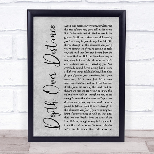 Ben Howard Depth Over Distance Rustic Script Grey Song Lyric Print