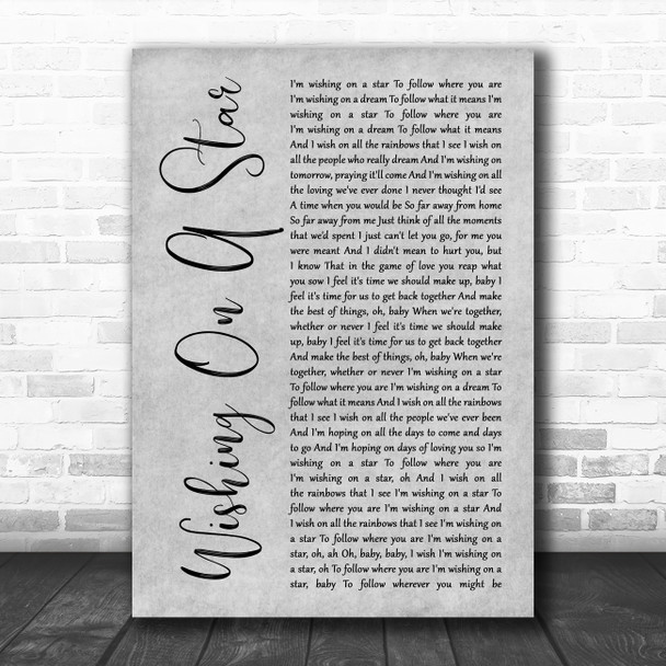 Rose Royce Wishing on a Star Grey Rustic Script Song Lyric Print