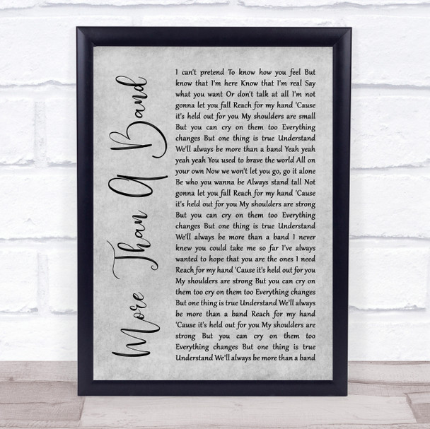 Lemonade Mouth More Than A Band Grey Rustic Script Song Lyric Print