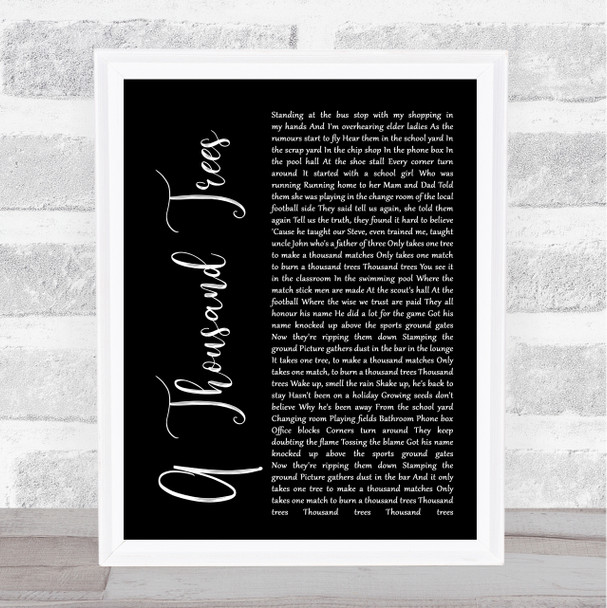 Stereophonics A Thousand Trees Black Script Song Lyric Music Wall Art Print