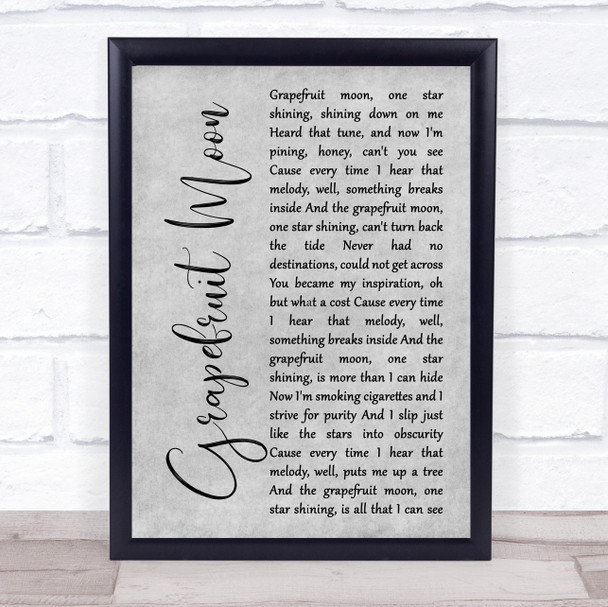 Tom Waits Grapefruit Moon Grey Rustic Script Song Lyric Print