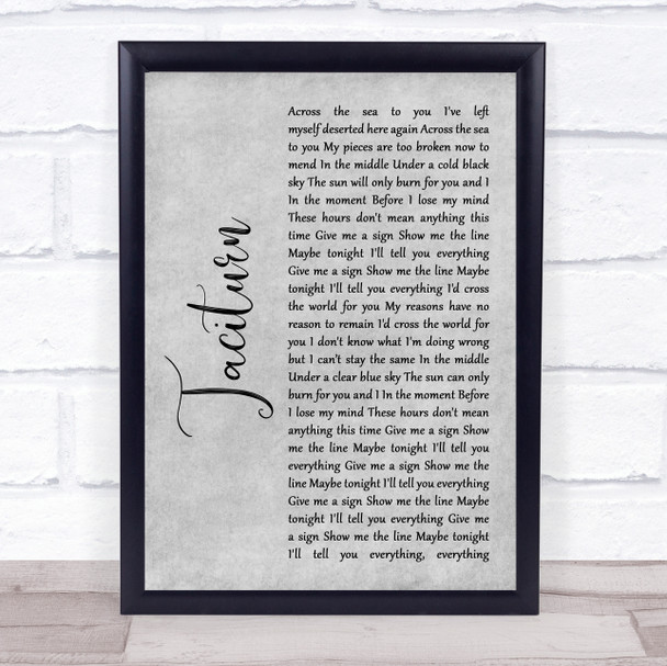 Stone Sour Taciturn Rustic Script Grey Song Lyric Quote Print