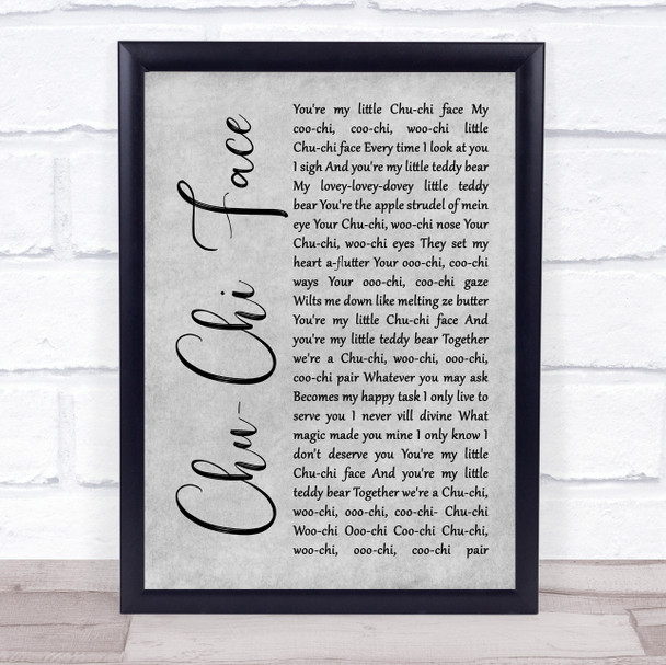 Gert Frobe & Anna Quayle Chu-Chi Face Rustic Script Grey Song Lyric Print