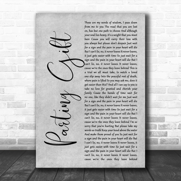Our Hollow, Our Home Parting Gift Grey Rustic Script Song Lyric Print