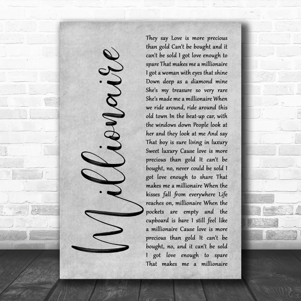 Chris Stapleton Millionaire Grey Rustic Script Song Lyric Print