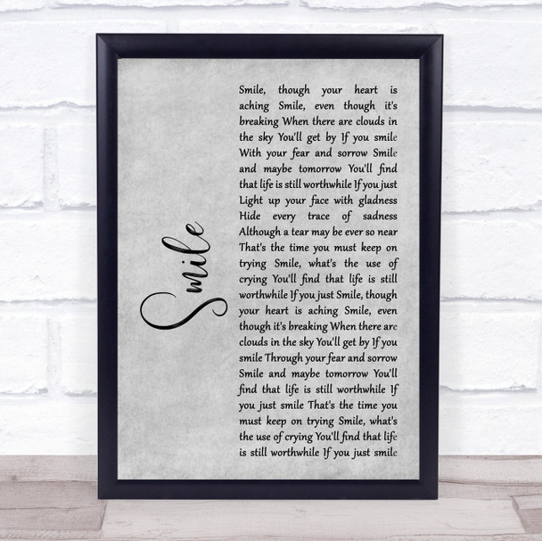 Michael Jackson Smile Rustic Script Grey Song Lyric Quote Print