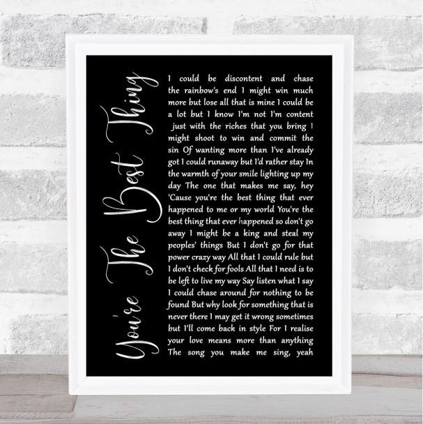 The Style Council You're The Best Thing Black Script Song Lyric Music Wall Art Print