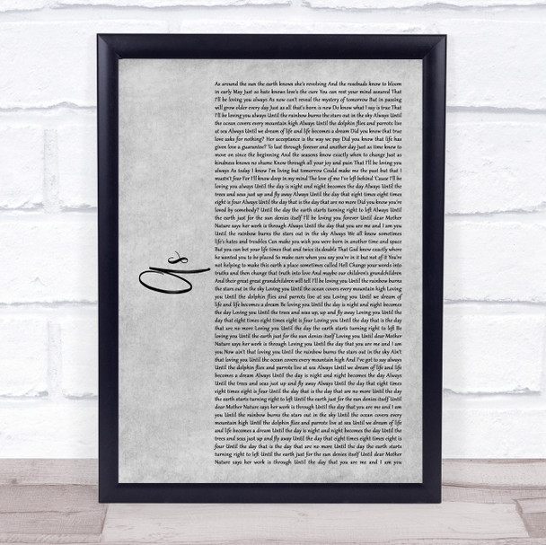 Stevie Wonder As Rustic Script Grey Song Lyric Print