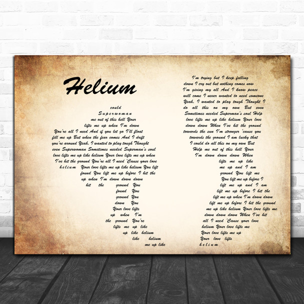 Sia Helium Man Lady Couple Song Lyric Print
