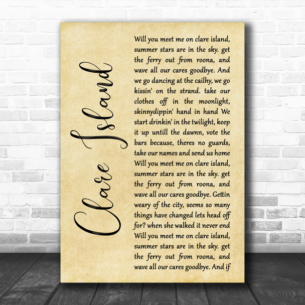 The Saw Doctors Clare Island Rustic Script Song Lyric Print