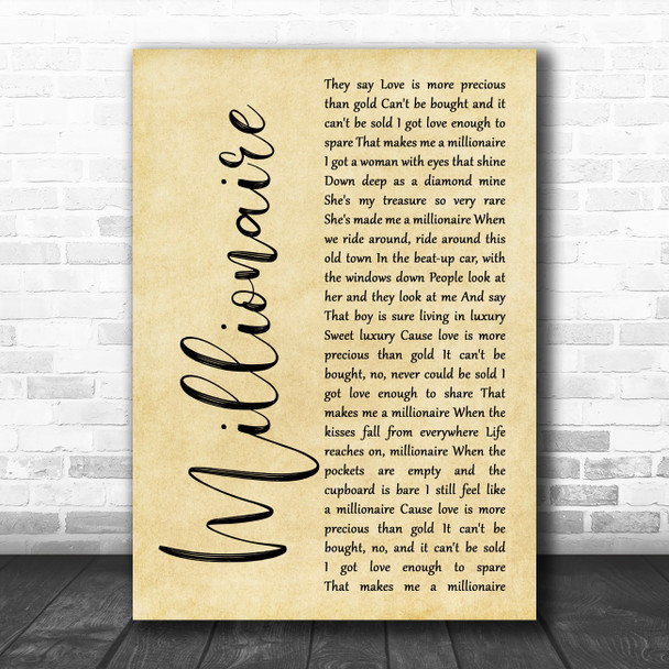 Chris Stapleton Millionaire Rustic Script Song Lyric Print