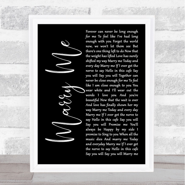 Train Marry Me Black Script Song Lyric Music Wall Art Print