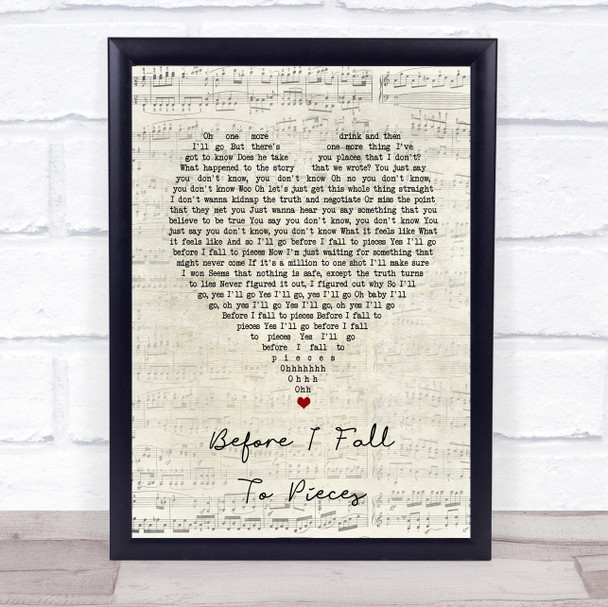 Razorlight Before I Fall To Pieces Script Heart Song Lyric Print