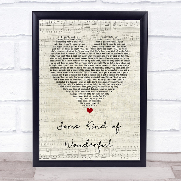 Grand Funk Railroad Some Kind of Wonderful Script Heart Song Lyric Print