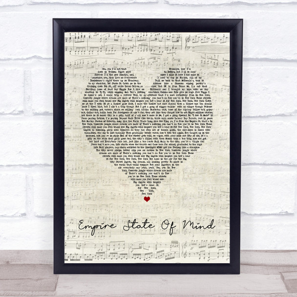 Alicia Keys Empire State Of Mind Script Heart Song Lyric Print