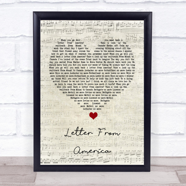 The Proclaimers Letter From America Script Heart Song Lyric Print