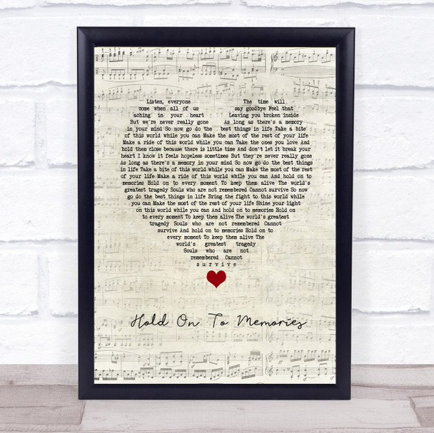 Disturbed Hold On To Memories Script Heart Song Lyric Print