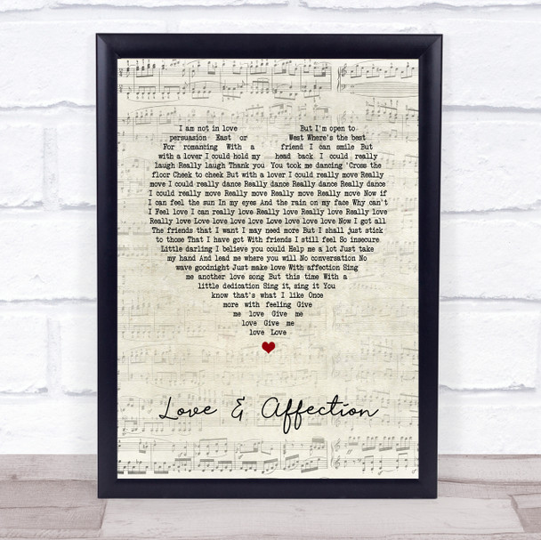 Joan Armatrading Love & Affection Script Heart Song Lyric Print