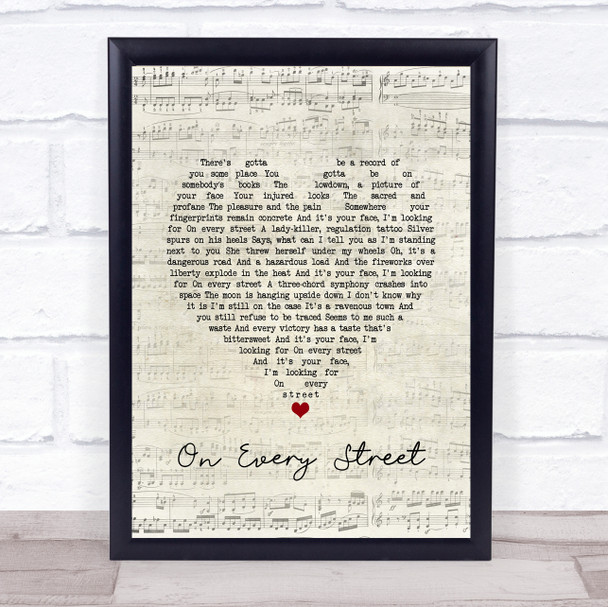 Dire Straits On Every Street Script Heart Song Lyric Print