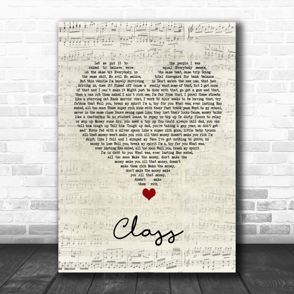 Class The LaFontaines Script Heart Song Lyric Print