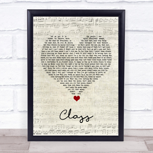 Class The LaFontaines Script Heart Song Lyric Print