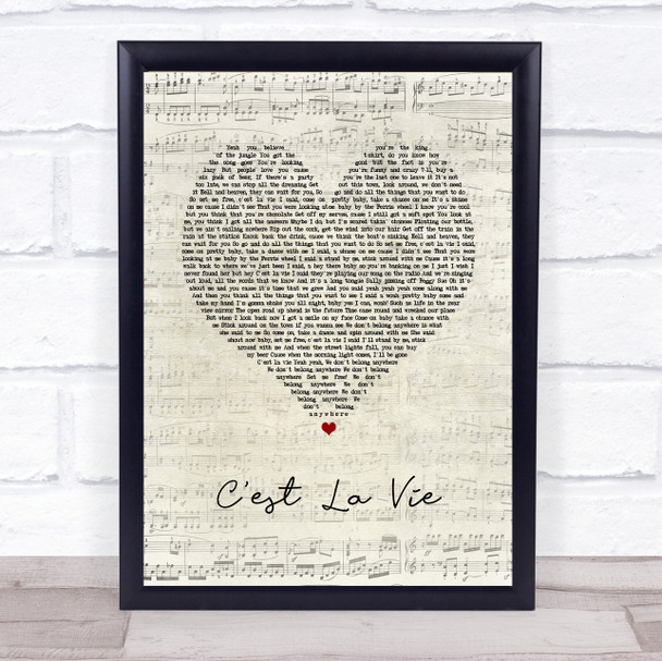 Stereophonics C'est La Vie Script Heart Song Lyric Print