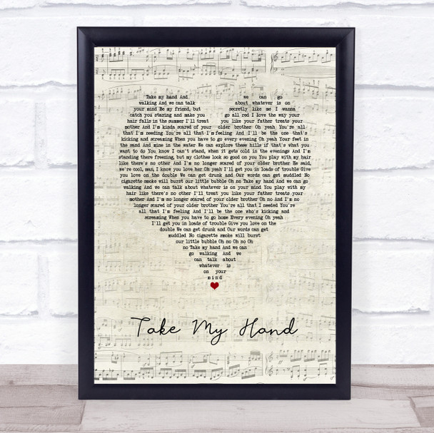 Picture This Take My Hand Script Heart Song Lyric Print