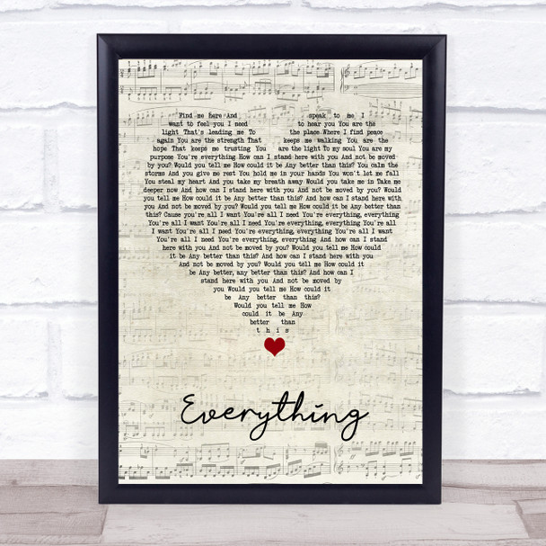 Lifehouse Everything Script Heart Song Lyric Print