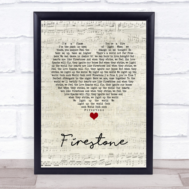 Kygo Firestone Script Heart Song Lyric Print