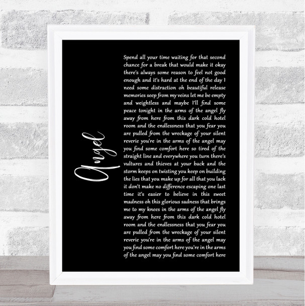 Sarah McLachlan Angel Black Script Song Lyric Music Wall Art Print