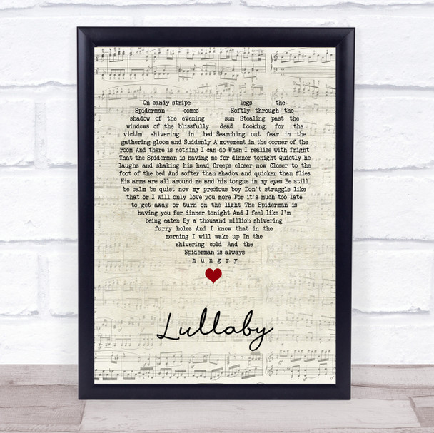 The Cure Lullaby Script Heart Song Lyric Print