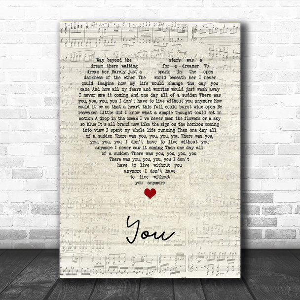 A Great Big World You Script Heart Song Lyric Print