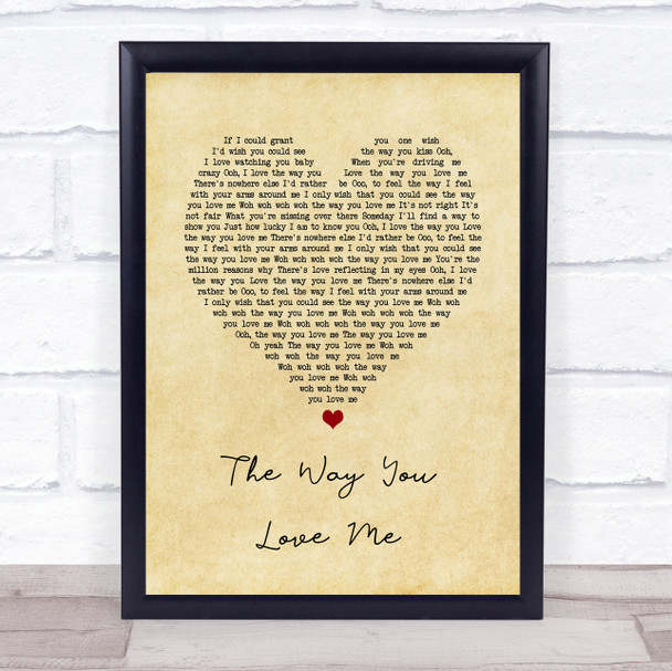 Faith Hill The Way You Love Me Vintage Heart Song Lyric Print