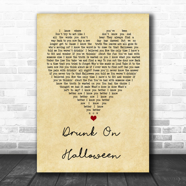 Wallows Drunk On Halloween Vintage Heart Song Lyric Print
