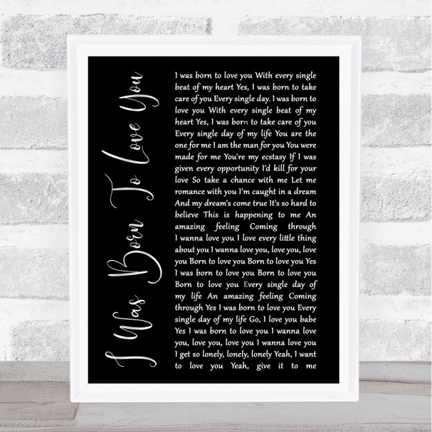 Queen I Was Born To Love You Black Script Song Lyric Music Wall Art Print