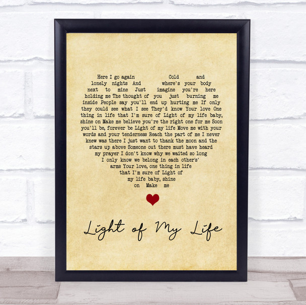 Louise Redknapp Light of My Life Vintage Heart Song Lyric Print